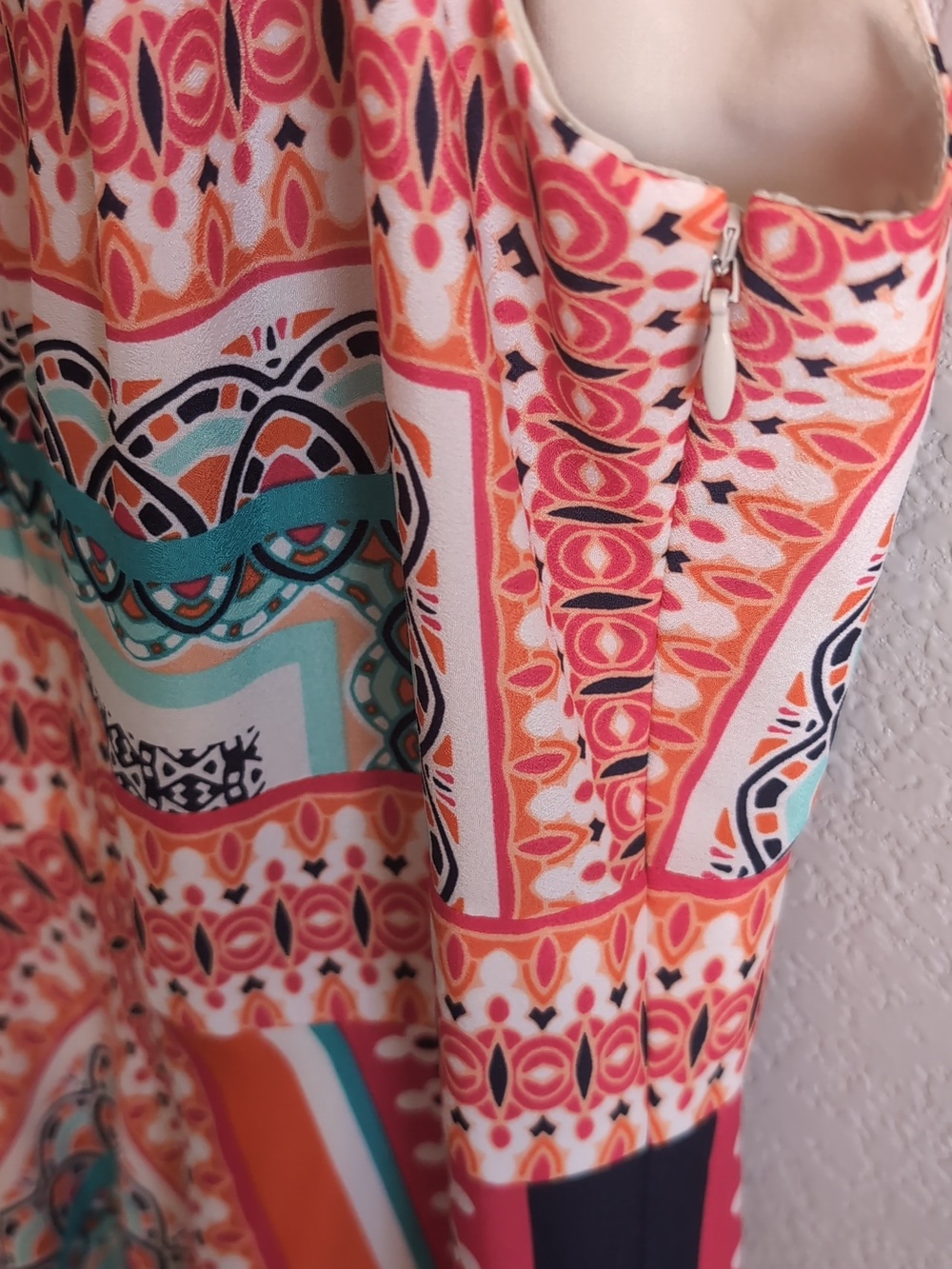 Eliza J Orange & Pink Halter Style Maxi Sun Dress With Tie - Picture 6 of 8